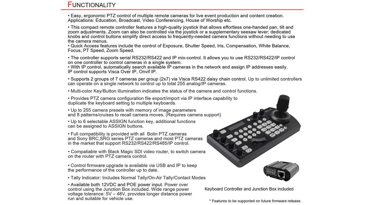 Bolin Technologies KBD-1010-RNV PTZ Camera Controller