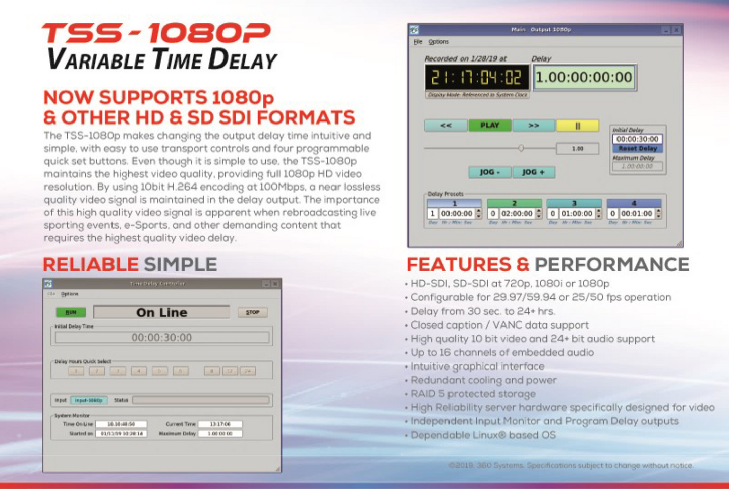 360 Systems TSS-1080P Variable Time Delay