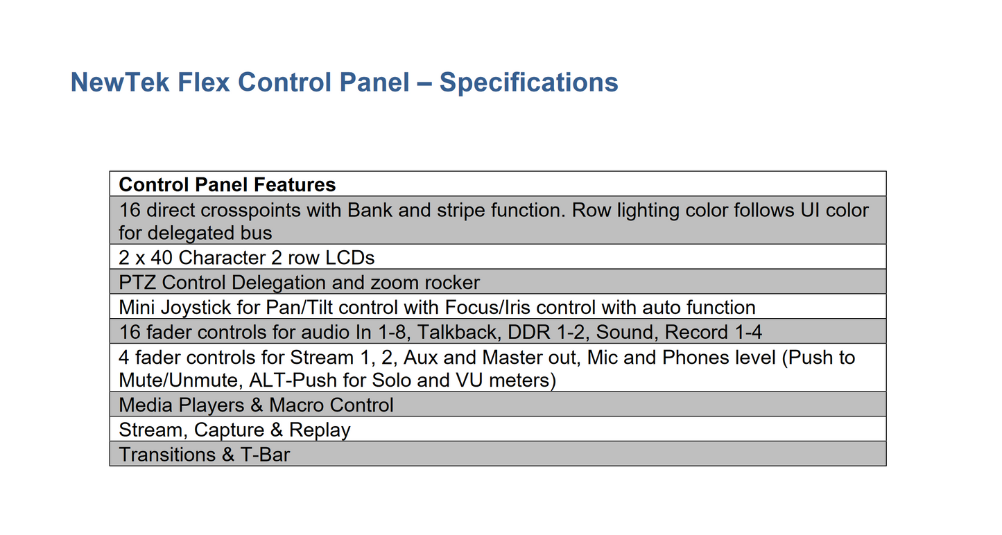 Vizrt (Newtek) FCP Tricaster Flex Control Panel