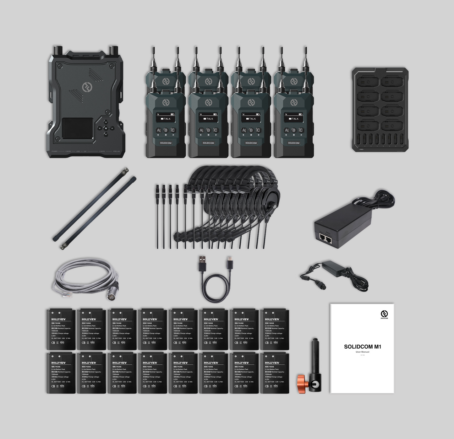Hollyland Solidcom M1 Wireless Intercom System 8B - with 8 Beltpacks