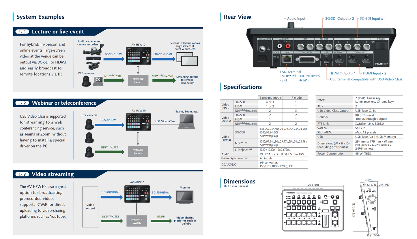 Panasonic NEW AV-HSW10 Compact Switcher