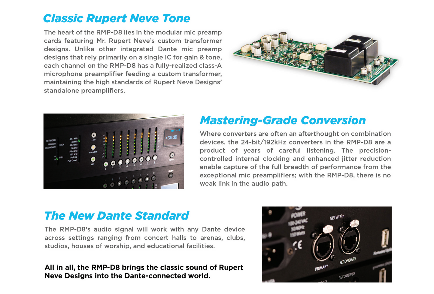 Rupert Neve Designs RMP-D8 8-Channel Class-A Remote Control Dante Mic Preamp