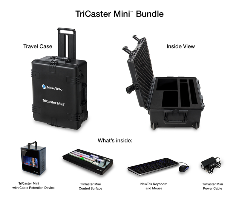 TriCaster Mini Advanced HD-4 Education Bundle - includes TriCaster Mini HD-4, TriCaster Mini CS, NewTek custom travel case and educational curriculum on a thumb drive