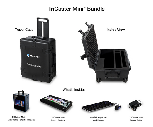 TriCaster TC Mini 4K Bundle - includes TriCaster TC Mini 4K, TC Mini Control Surface, two Spark Plus 4K IO Converters and NewTek custom travel case