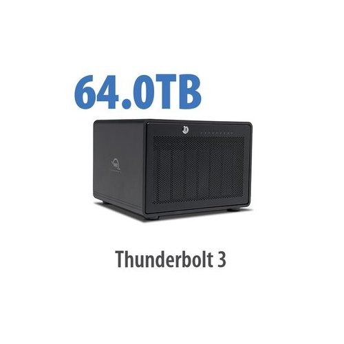 64.0TB OWC ThunderBay 8 Thunderbolt 3 RAID Enterprise Drive External Storage Solution. Powered by SoftRAID. RAID-5 Pre-configured. Includes Thunderbolt cable.