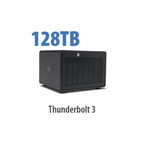 128.0TB OWC ThunderBay 8 Thunderbolt 3 RAID Enterprise Drive External Storage Solution. Powered by SoftRAID. RAID-5 Pre-configured. Includes Thunderbolt cable.
