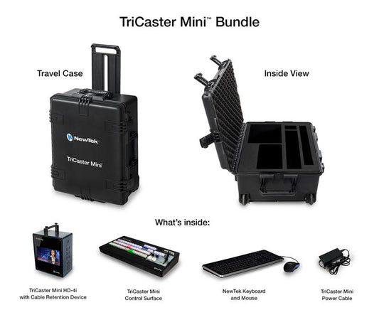 TriCaster Mini Advanced HD-4 sdi Education Bundle - includes TriCaster Mini HD-4 sdi (w/ Integrated Display and 2 Internal Drives), TriCaster Mini CS, custom travel case and educational curriculum on a thumb drive