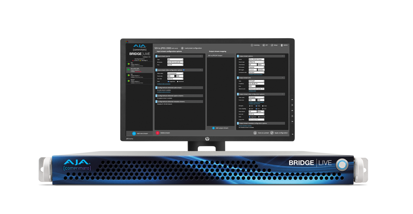 BRIDGE LIVE 12G Turnkey System - 1RU Streaming and Transcoding Appliance 4-Ch HD, 1-Channel UltraHD I/O